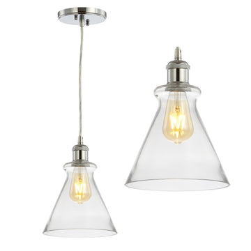 Goldwater 7.5" Adjustable Drop Metal/Glass LED Pendant - JONATHAN Y